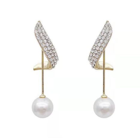 AliExpress Ebay2022 New Simple Graceful Full Diamond Twisted Ring Pearl Two-Way Earrings L Tassel Earrings's discount tags