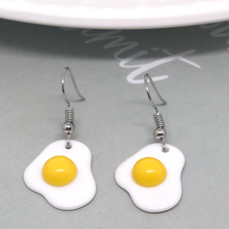 Nuevo gancho de oreja de Omelette lindo huevo escalfado de resina de dibujos animados's discount tags