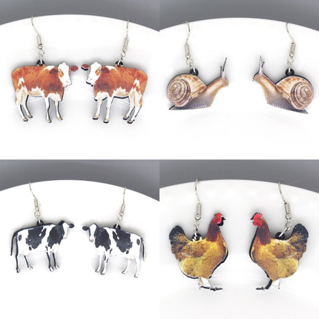 Fashion Simulation Animal Printing Acrylic Cartoon Ear Hook's discount tags