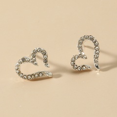 Hollow Heart Shape Diamond Stud Earrings