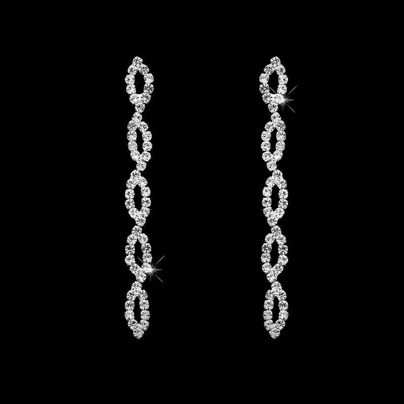 Bijoux Fantaisie Parures Bijoux | Mode Bijoux De Mariage Ornement Plein Diamant Doublecouche Collier Boucles Doreilles Ensemble - EF88414