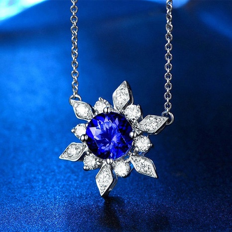 New SUNFLOWER Fashion Klein Blue Zircon Necklace Clavicle Chain Copper's discount tags