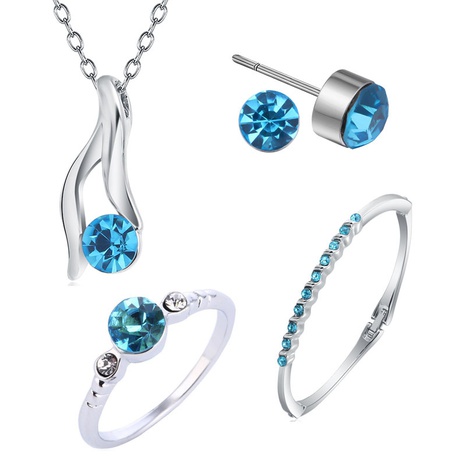 Fashion Jewelry Wholesale Four-Piece Crystal Alloy Jewelry Set's discount tags
