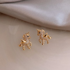 New Unicorn Stud Earrings 925 Silver Needle South Korea Dongdaemun Trendy Earrings High Sense Online Influencer Refined Super Earrings