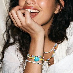 Fashion bohemian mixed color multi-combination elastic pearl bracelet beads jewelry