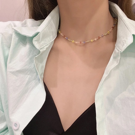 Fashion Gold Crystal Color Alloy Necklace Clavicle Chain Female's discount tags