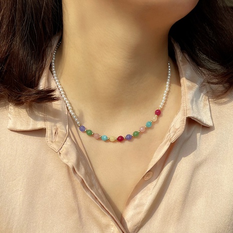 Primavera y verano perla clavícula cadena joyería lindo Simple collar Accesorios's discount tags