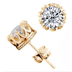 Fashion Korean Crown Stud Earrings with Diamonds Jewelry Wholesale Alloy Jewelry Zircon Earrings Factory Wholesale
