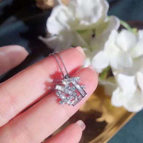 Collar de circonita brillante de meteorito de diamante de cobre de moda colgante geométrico's discount tags