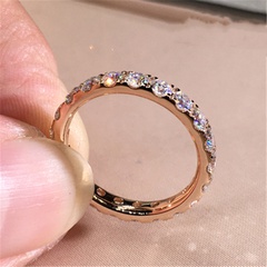 Fashion Ornament Women's Simple round Diamond Ring Full Copper