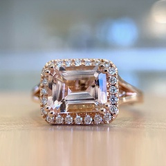 Fashion New Imitation Natural Citrine Women's Yellow Diamond Copper Ring