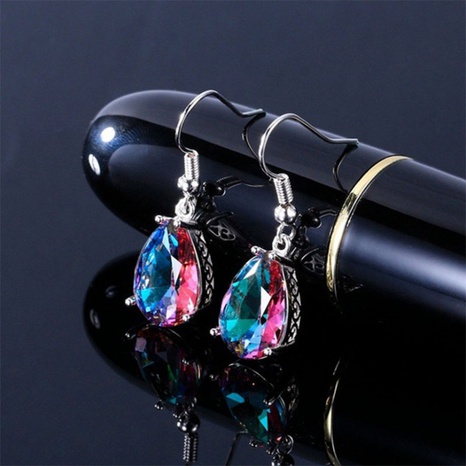 Cross-Border Sold Jewelry European and American Wish Amazon AliExpress EBay Popular Rainbow Color Rainbow Color Water Drop Ear Studs's discount tags