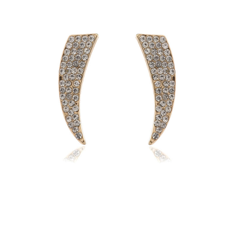 European and American Simple Fashionable All Match Jewelry Personality Design Full Diamond KnifeShaped Stud Earrings Fashion New Geometric Rhinestone Earringspicture1