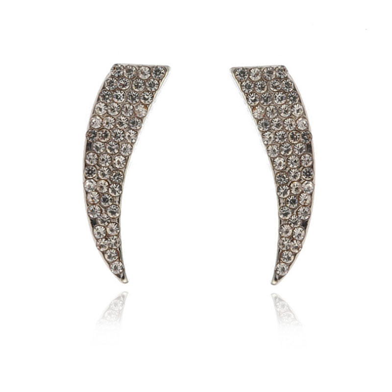 European and American Simple Fashionable All Match Jewelry Personality Design Full Diamond KnifeShaped Stud Earrings Fashion New Geometric Rhinestone Earringspicture2