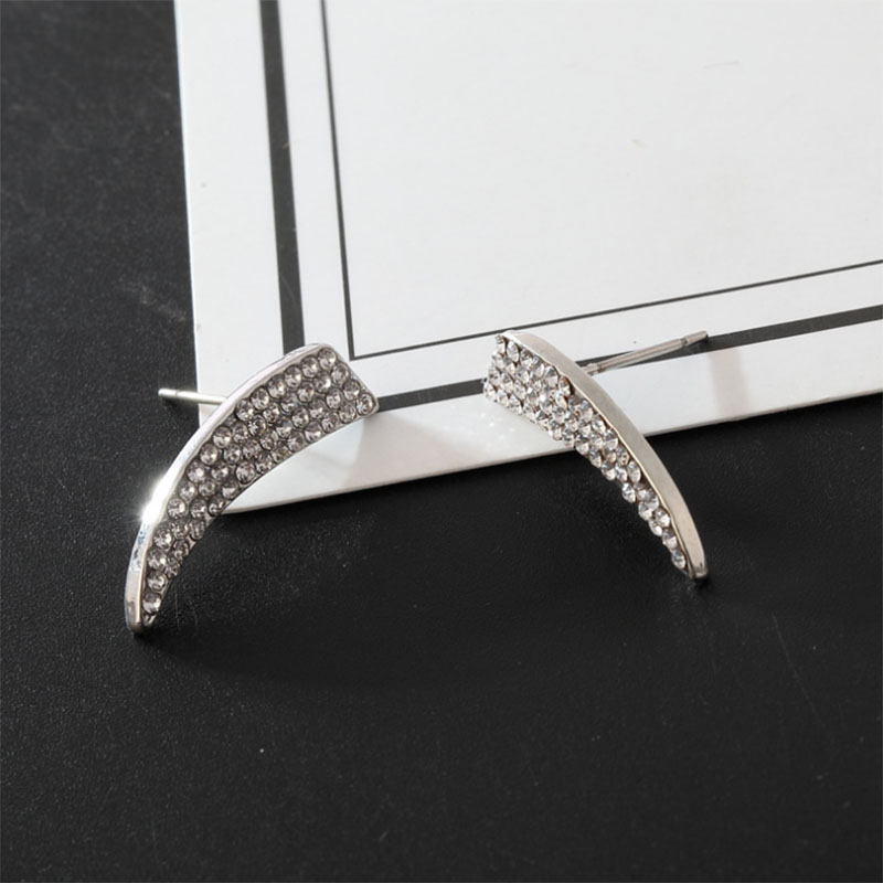 European and American Simple Fashionable All Match Jewelry Personality Design Full Diamond KnifeShaped Stud Earrings Fashion New Geometric Rhinestone Earringspicture4