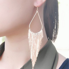 Hot Sale at AliExpress Exaggerated Long Metal Tassel Big Ear Stud European and American Foreign Trade All-Match Trendy Nightclub Earrings Wholesale