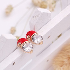European and American Wish New Products Wholesale Hot Christmas Gift Ear Studs Zircon Drop Oil Diamond Snowman Hat Ear Studs