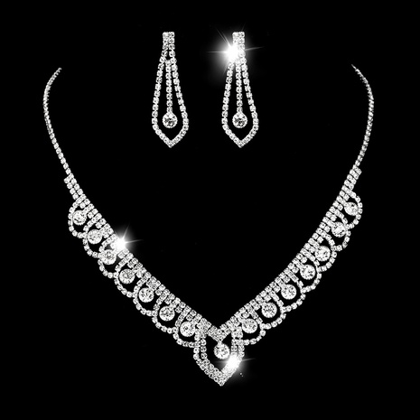 Jewelry Lace Rhinestone Women's Necklace Wedding Set Accessories's discount tags