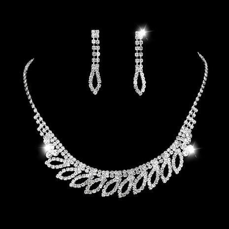Bride Jewelry Clavicle Necklace Women's Diamond Set Wedding's discount tags