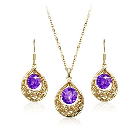 Jewelry Vintage Water Drop Pattern Zircon Necklace Earrings Two-Piece Set's discount tags
