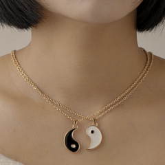 chaîne de clavicule pendentif yin et yang à coutures rétro Tai Chi de style chinois