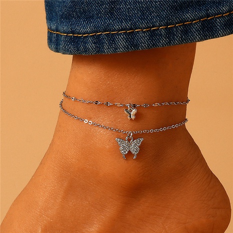 retro double butterfly pendant alloy anklet wholesale's discount tags