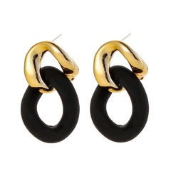 new exaggerated chain spray paint alloy buckle geometric earrings