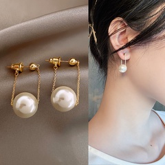 fashion simple and small pearl pendent alloy chain earrings