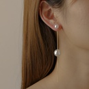 simple pearl tassel asymmetric chain rhinestone alloy earringspicture7