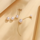 simple pearl tassel asymmetric chain rhinestone alloy earringspicture8