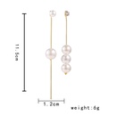 simple pearl tassel asymmetric chain rhinestone alloy earringspicture9