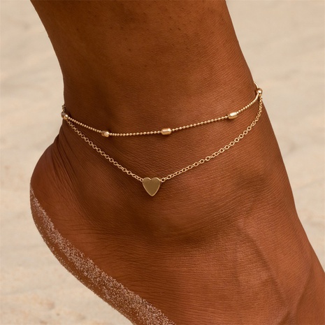 Summer New Fashion Ball Bead Chain Peach Heart Anklet's discount tags