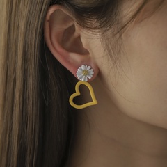 fashion flowers heart asymmetric paint alloy earrings
