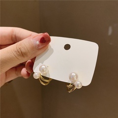 Art- und Weisedoppelter Kreis-Perlen-Legierungs-Band-Ohrring-Großverkauf