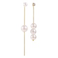 simple pearl tassel asymmetric chain rhinestone alloy earringspicture11