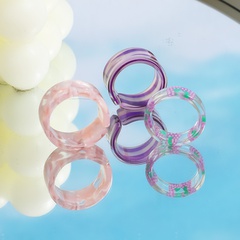 Fashion New Resin Transparent Fruit Ring Set Women