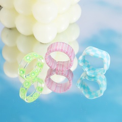 Nuevo juego de anillos de frutas transparentes de resina para mujer