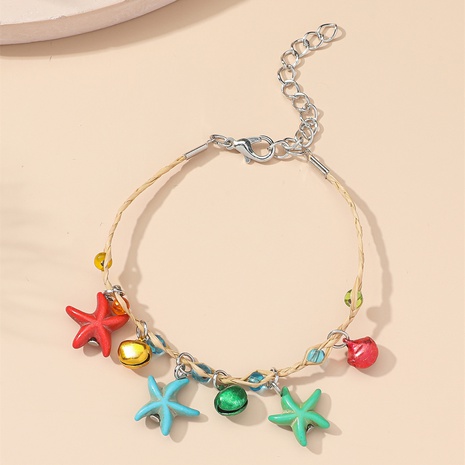 INS Simple Starfish Shell Bracelet Handwoven Raffia Bracelet's discount tags