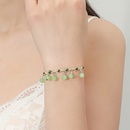 Vintage Natural Apple Green Crystal Bracelet Hand Braided Raffia Braceletpicture6