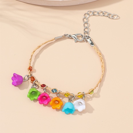 Vintage Colorful Petunia Bracelet Hand Braided Raffia Bracelet's discount tags