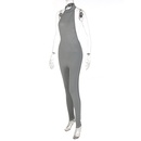 Womens new spring and summer fashion sexy halter neck open back slim fit casual jumpsuitpicture28