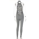 Womens new spring and summer fashion sexy halter neck open back slim fit casual jumpsuitpicture29