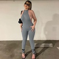 Womens new spring and summer fashion sexy halter neck open back slim fit casual jumpsuitpicture38