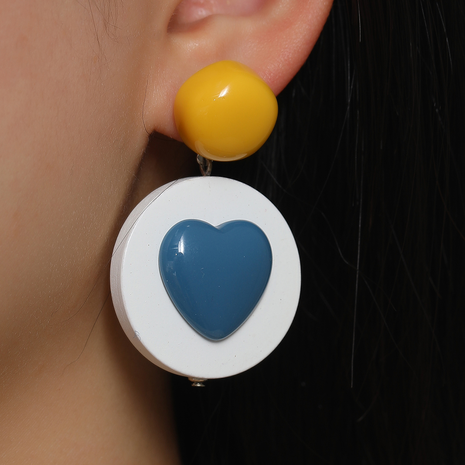 Fashion simple resin heart-shaped wooden cute resin earrings's discount tags