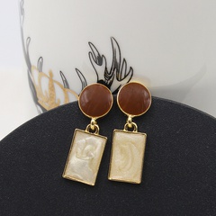 Fashion retro contrast color geometric alloy earrings dripping oil