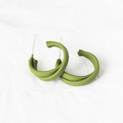 matcha green female alloy earrings simple geometric C shape