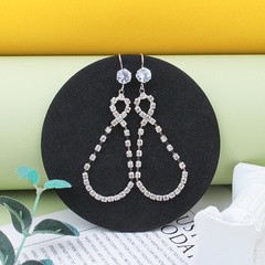 retro hollow water drop diamond pearl pendant earrings