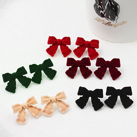 Autumn and winter new cute flocking bow women's alloy earrings's discount tags