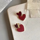 Boucles doreilles simples en alliage dautomne et dhiver pour femmes en forme de coeur rougepicture6