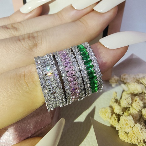 multi-row luxury zircon inlaid diamond engagement ring's discount tags